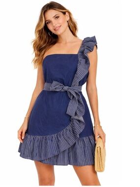VENUS Navy Casual Knit Top with Elastic Waist